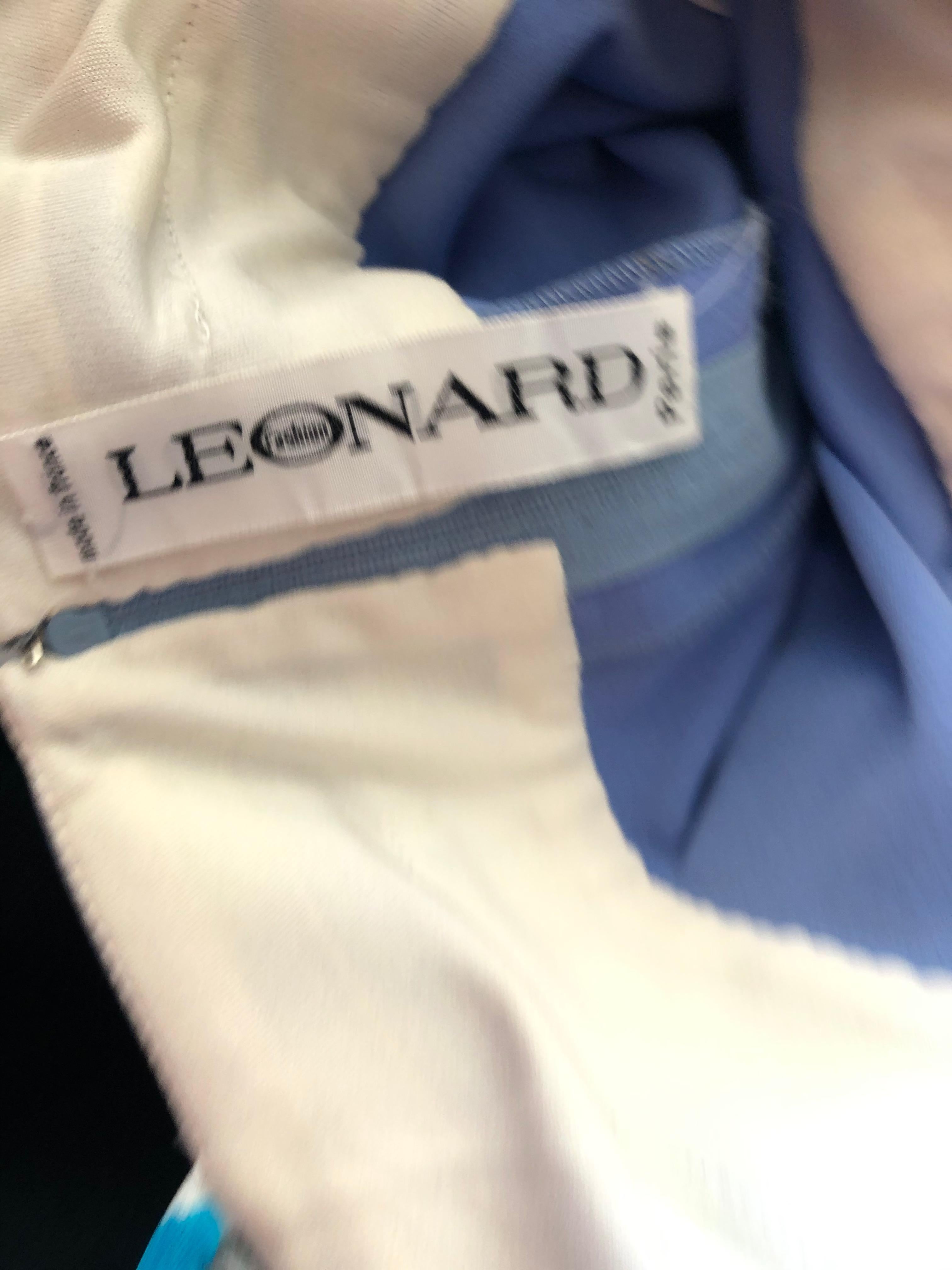 Leonard Paris Silk Jersey Vintage Long Evening Dress with Sheer Poet Sleeve  For Sale 5