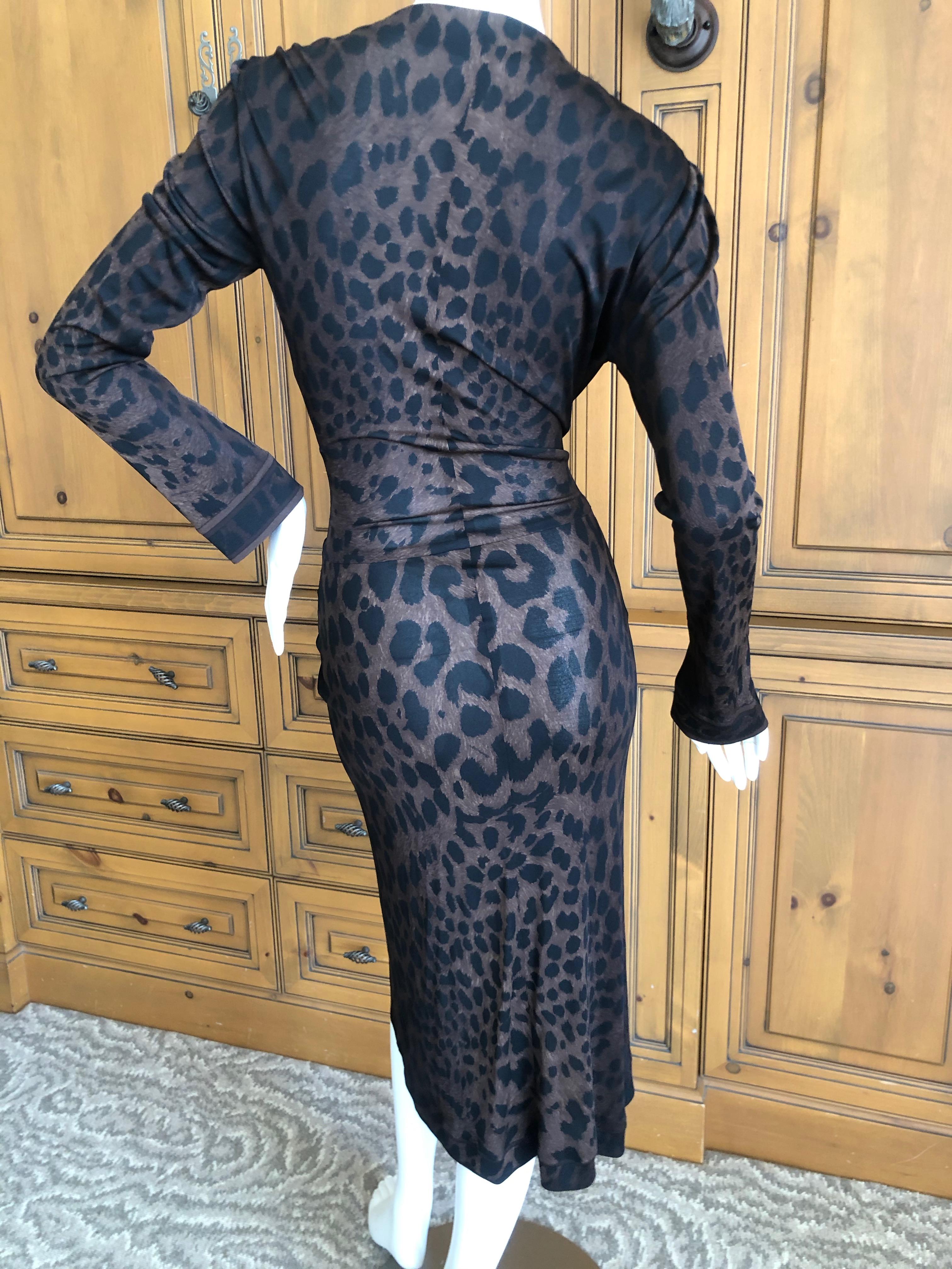 Leonard Paris Silk Jersey Vintage Low Cut Leopard Print Cocktail Dress For Sale 5