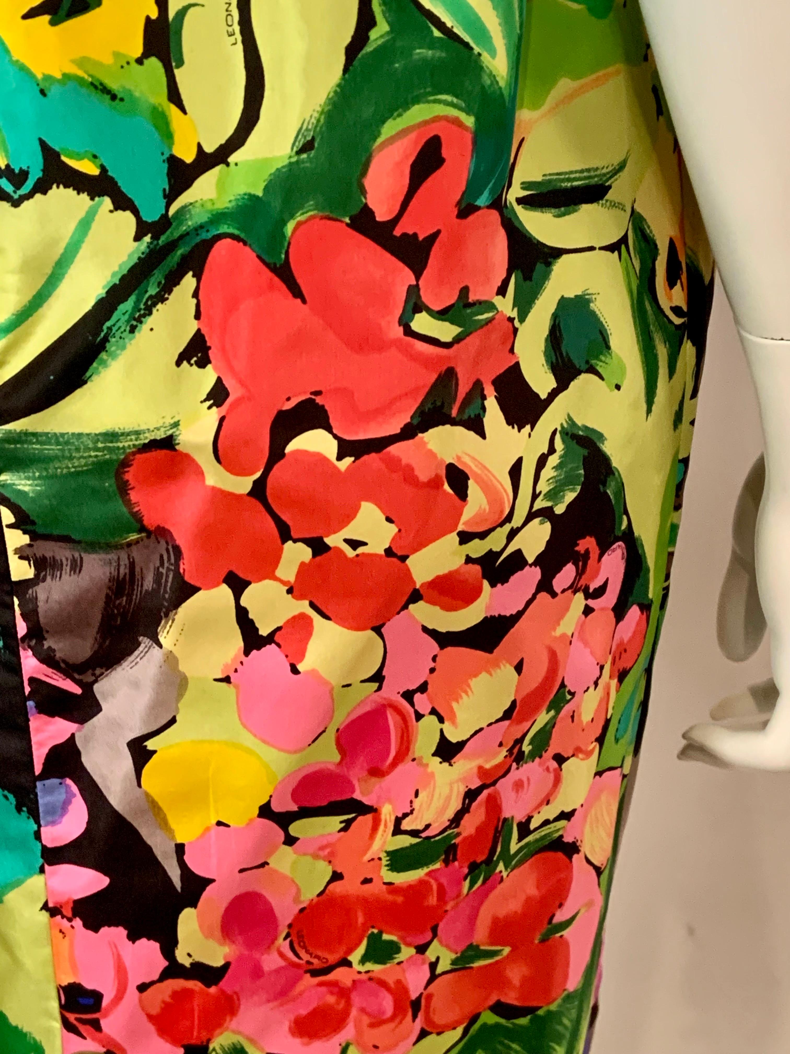Leonard, Paris Strapless Silk Floral Print Gown with Silk Flower Corsage Bodice For Sale 9