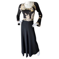 Leonard Paris Vintage 70's Long Silk Jersey Floral Dress