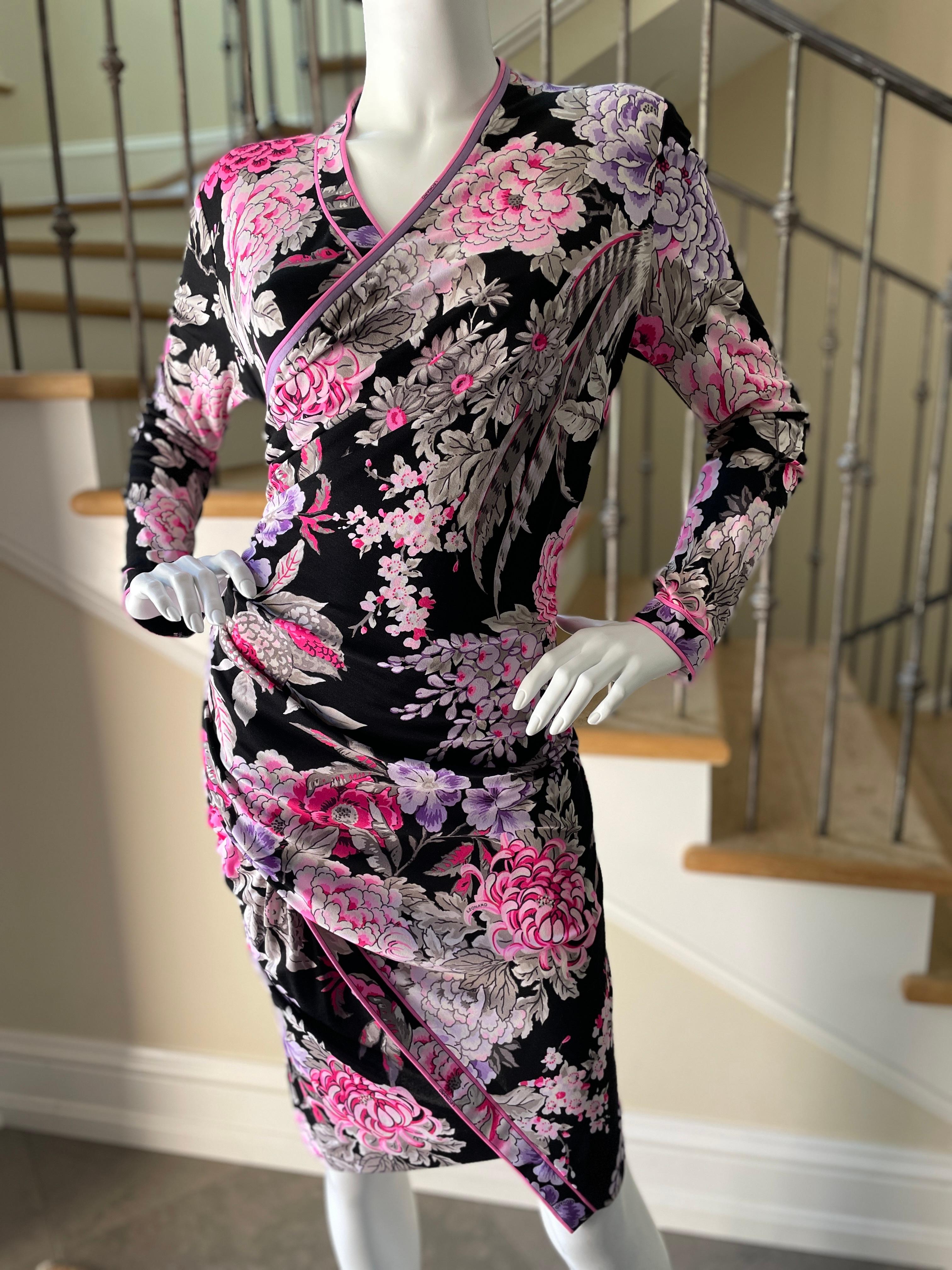 Leonard Paris Vintage Silk Jersey Floral Dress
So pretty, please use the zoom lens to see details.

Leonard Paris was a contemporary of Pucci, both houses creating brilliant 60's patterns on silk jersey.
Both were very expensive, and carried in the
