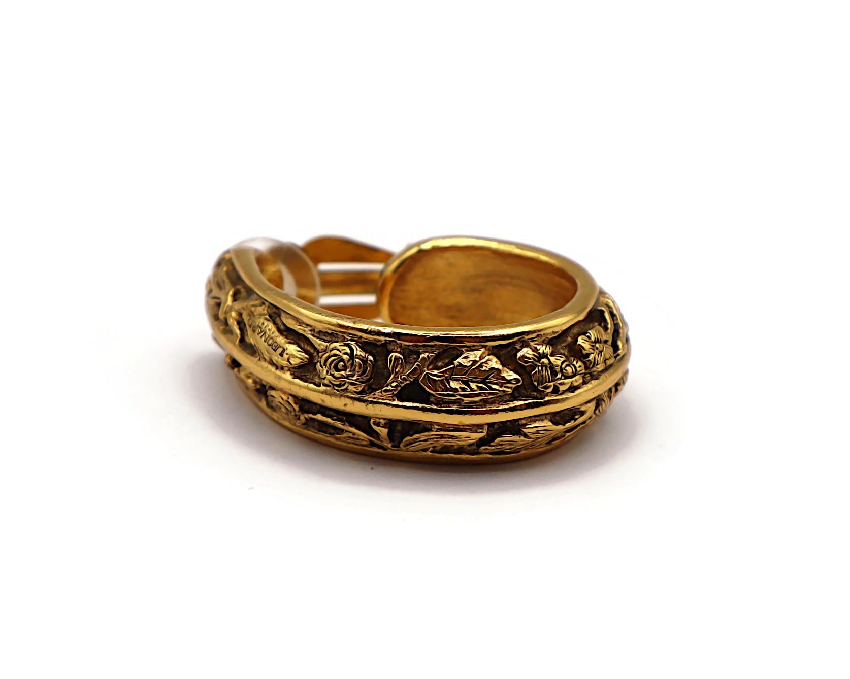LEONARD Paris Vintage Gold Tone Floral Hoop Earrings im Angebot 5