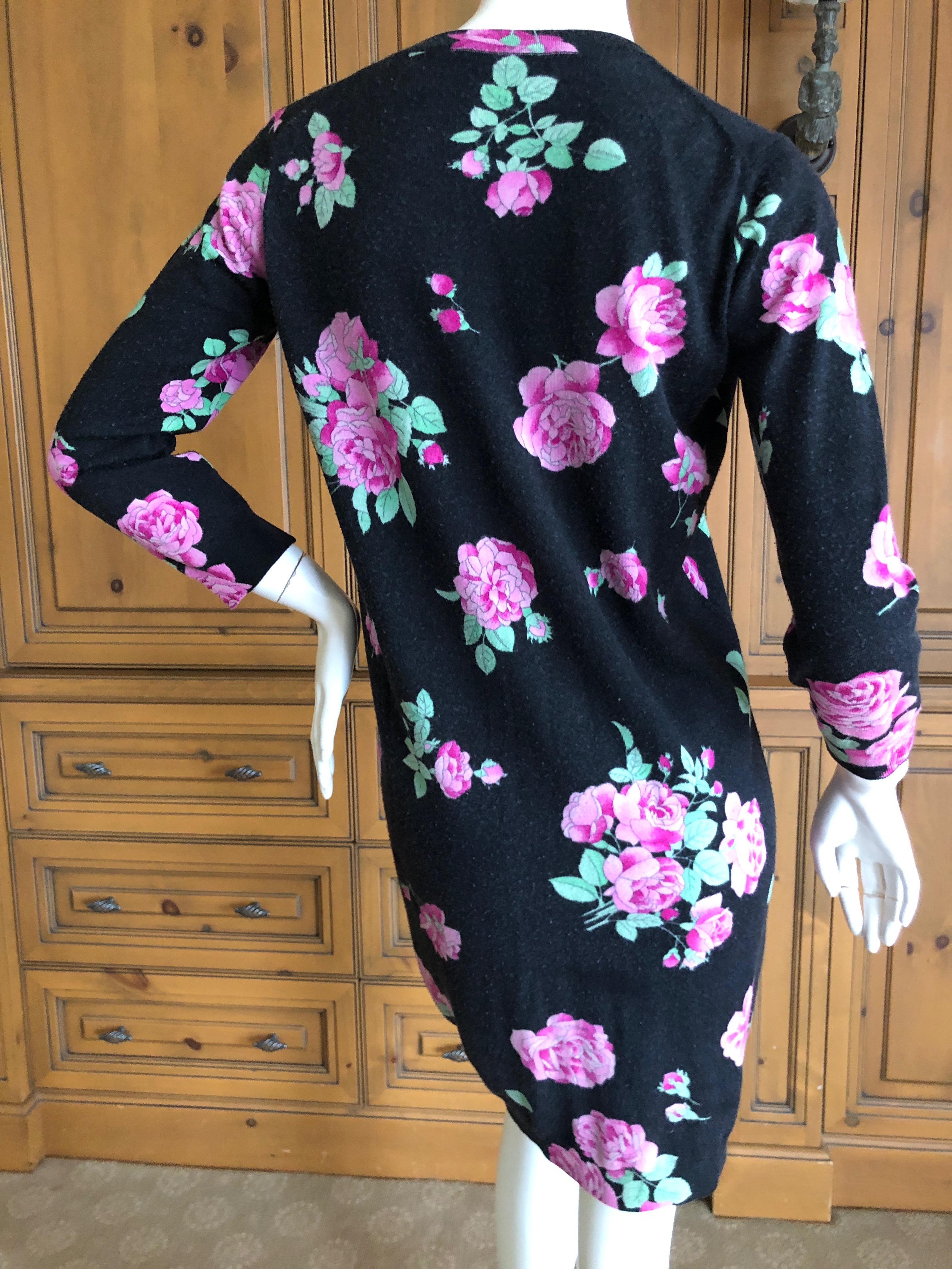 Leonard Paris Vintage Luxurious Knit Floral Dress with Two Pockets For Sale 1