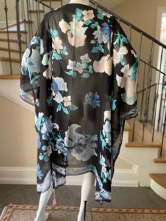 Leonard Paris Vintage Sheer Silk Mikado Floral Caftan New in Box