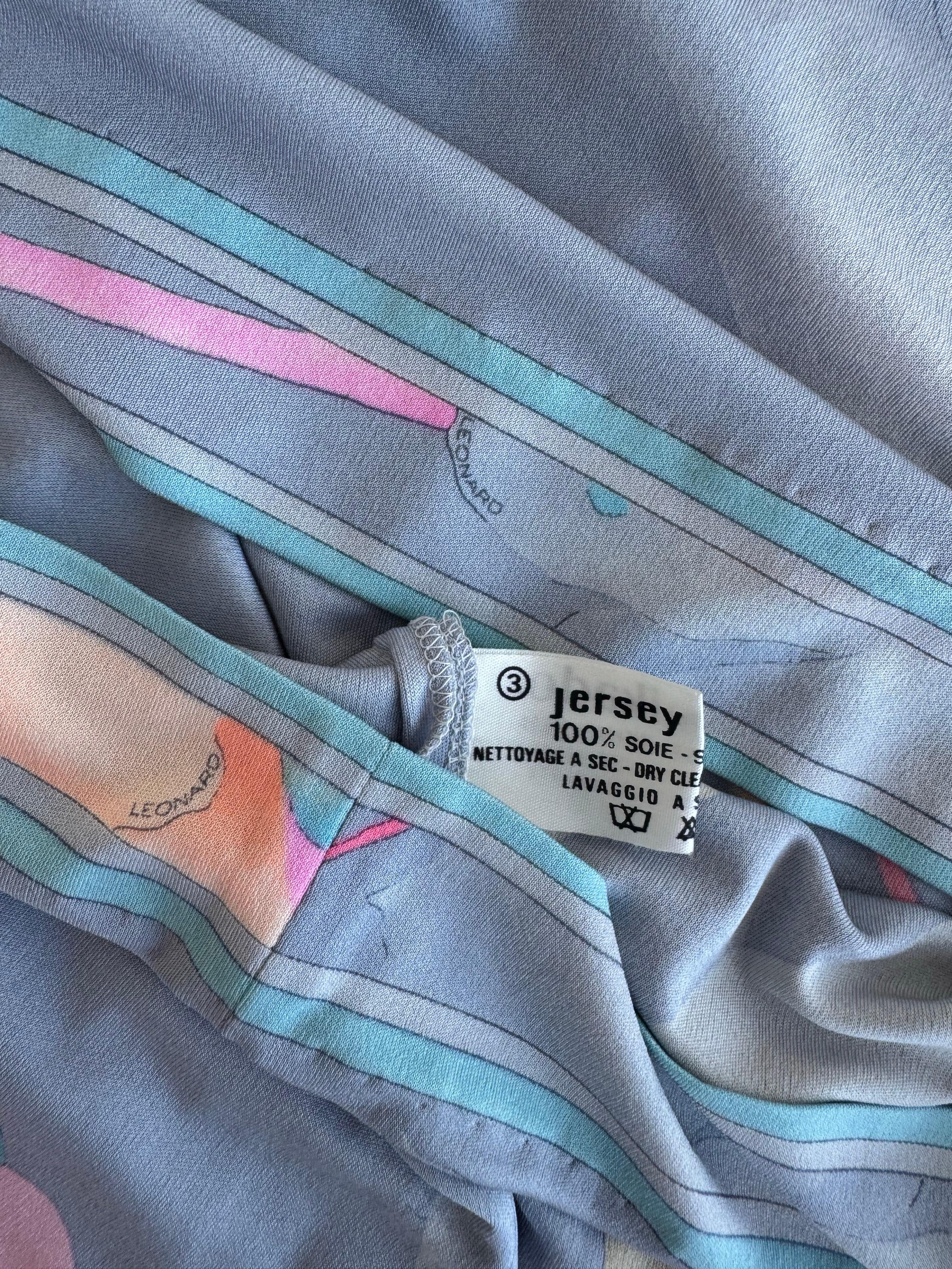 Leonard Paris Vintage signiert Floral Kaftan Kleid mit passendem Gürtel Schal, 1980er Jahre im Angebot 6