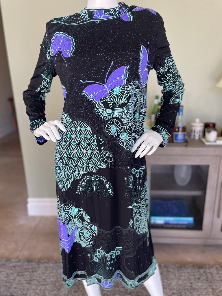 初売り 福袋 Leonard Paris Vintage Silk Jersey Black Butterfly Pattern トップス