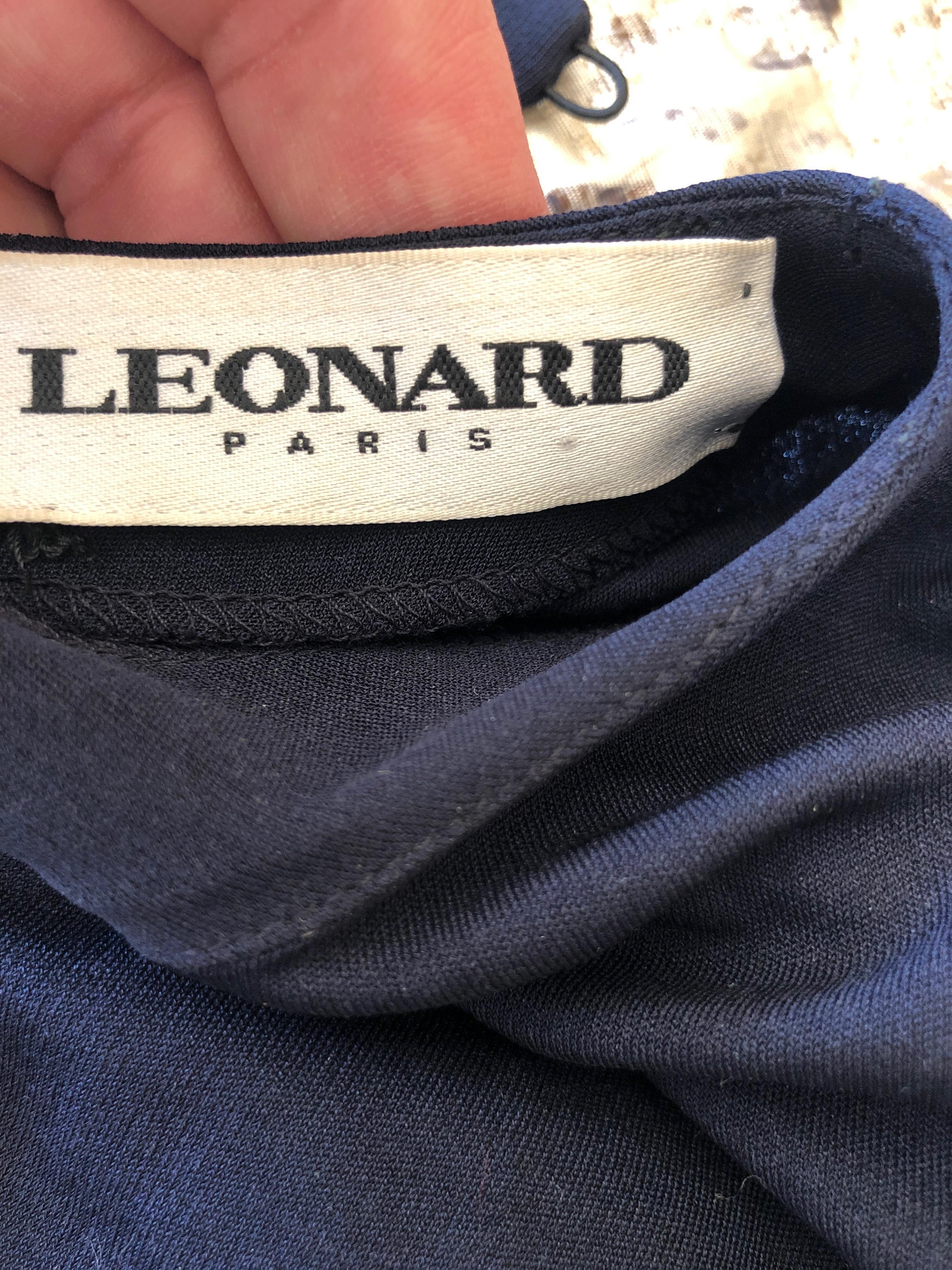 Leonard Paris Vintage Silk Jersey Sleeveless Dress with Suede Fringe Details For Sale 2