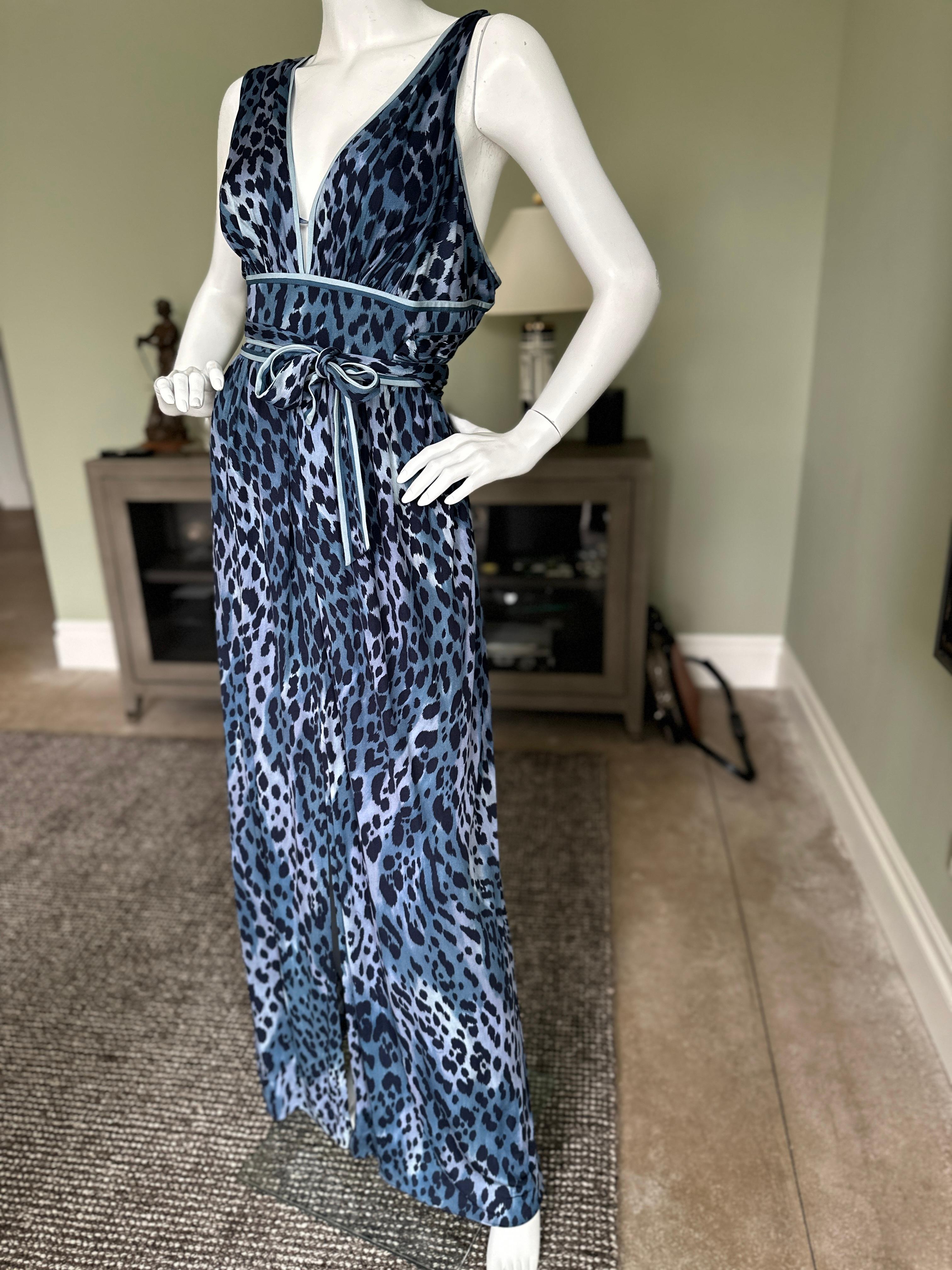 Women's Leonard Paris Vintage Silk Leopard Print Evening Dress with Matching Shawl sz 48 For Sale