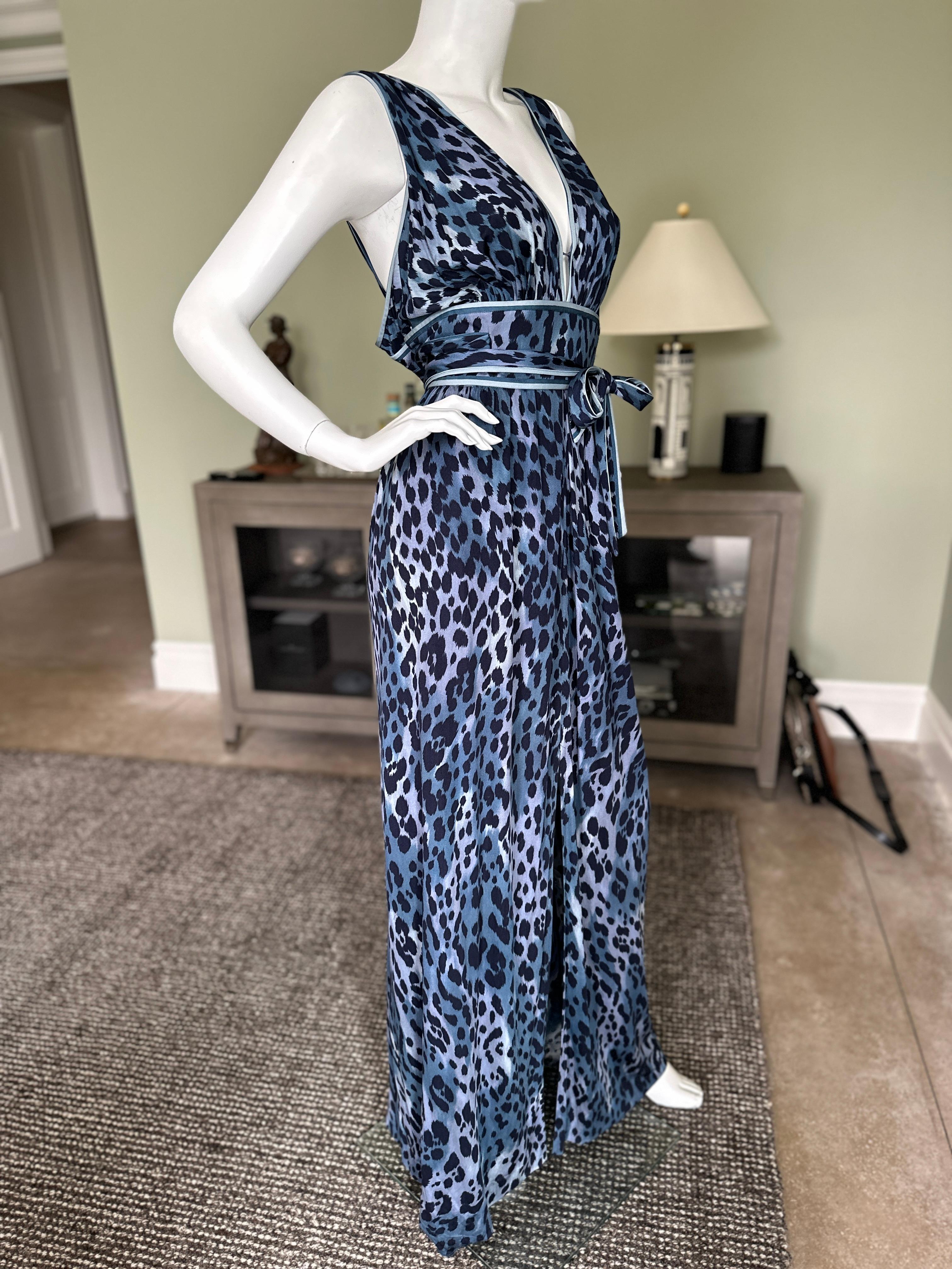 Leonard Paris Vintage Silk Leopard Print Evening Dress with Matching Shawl sz 48 For Sale 3