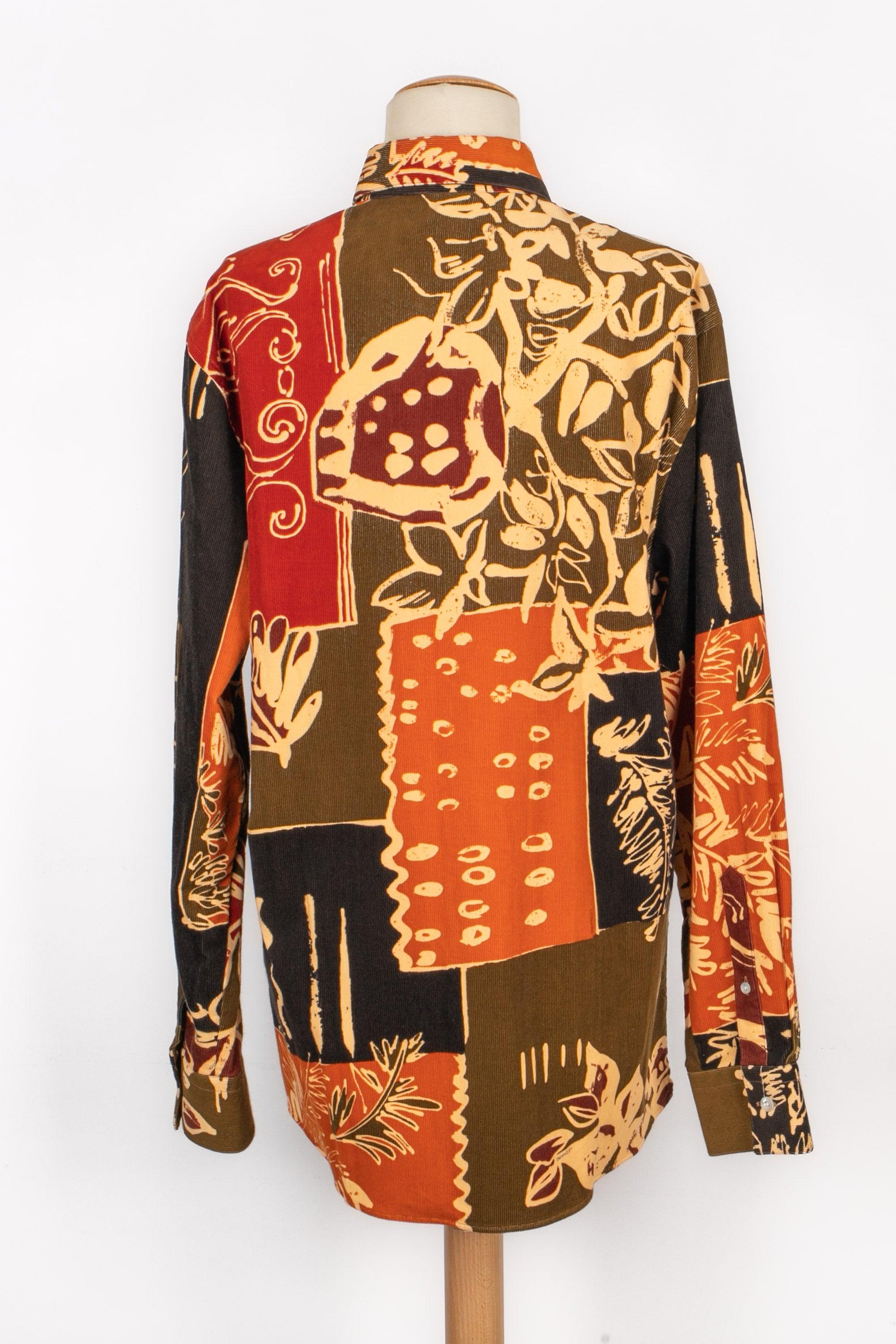Black Leonard Patterned Cotton Men Shirt For Sale
