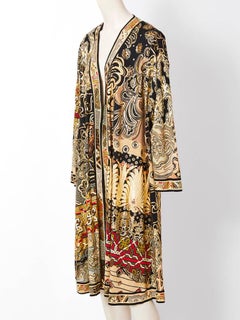Leonard Patterned Jersey Kimono with Gold Detail