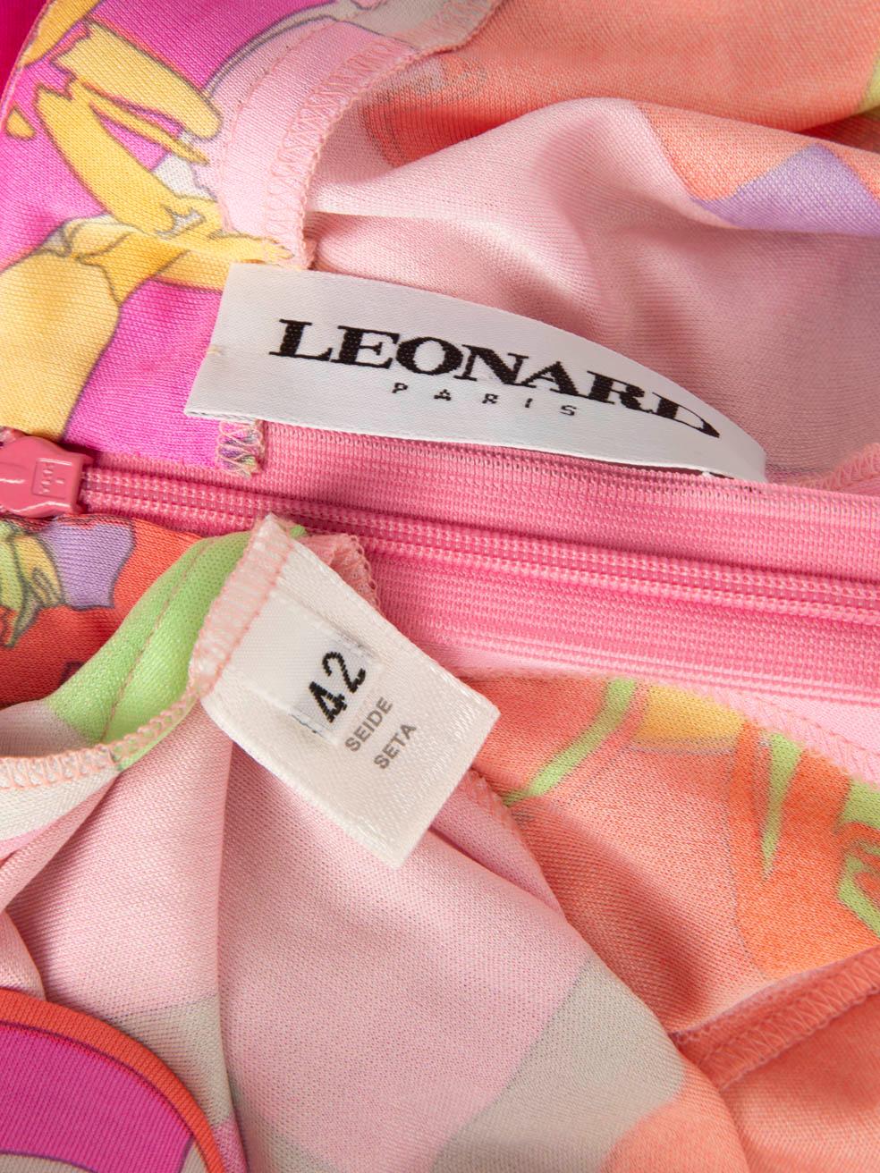 Leonard Pink Silk Abstract Dress & Shawl Set Size XL For Sale 6