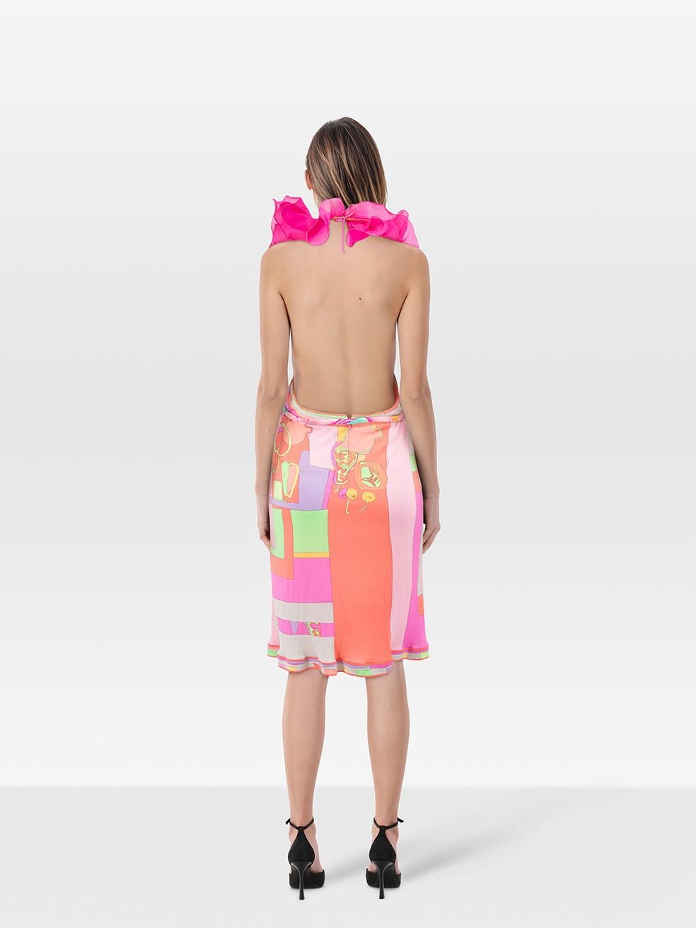 Women's Leonard Pink Silk Abstract Dress & Shawl Set Size XL For Sale