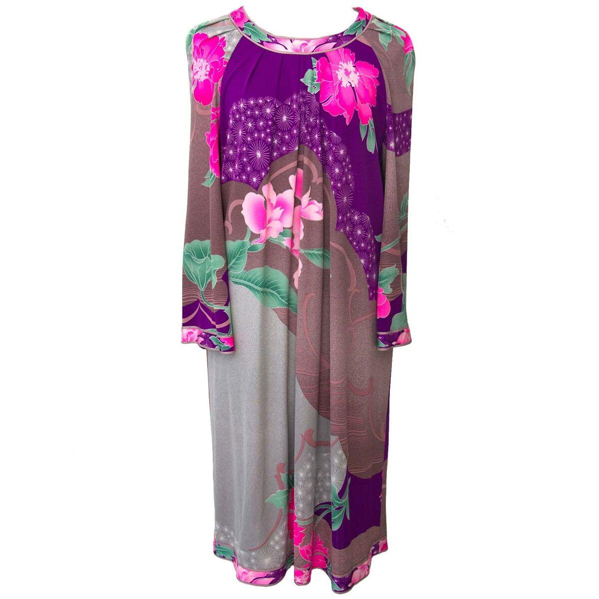 Gray Leonard Purple Pink Floral Dress