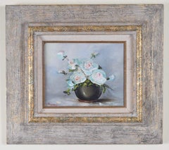 Vintage Leonard Raven-Hill Oil Painting Still Life Flowers in Vase i Modern British Art