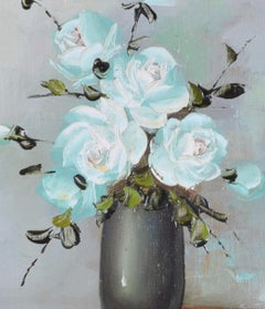 Leonard Raven-Hill Oil Painting Still Life Flowers in Vase ii Modern British Art