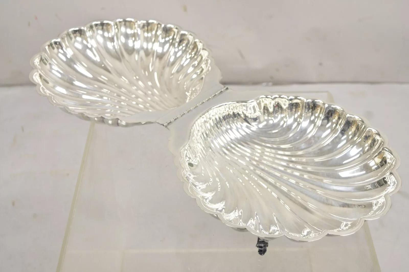 Leonard Regency Style Silver Plated Clam Shell Hinged Warmer with Swan Handle For Sale 6