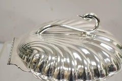 Leonard Regency Style Silver Plated Clam Shell Hinged Warmer with Swan Handle