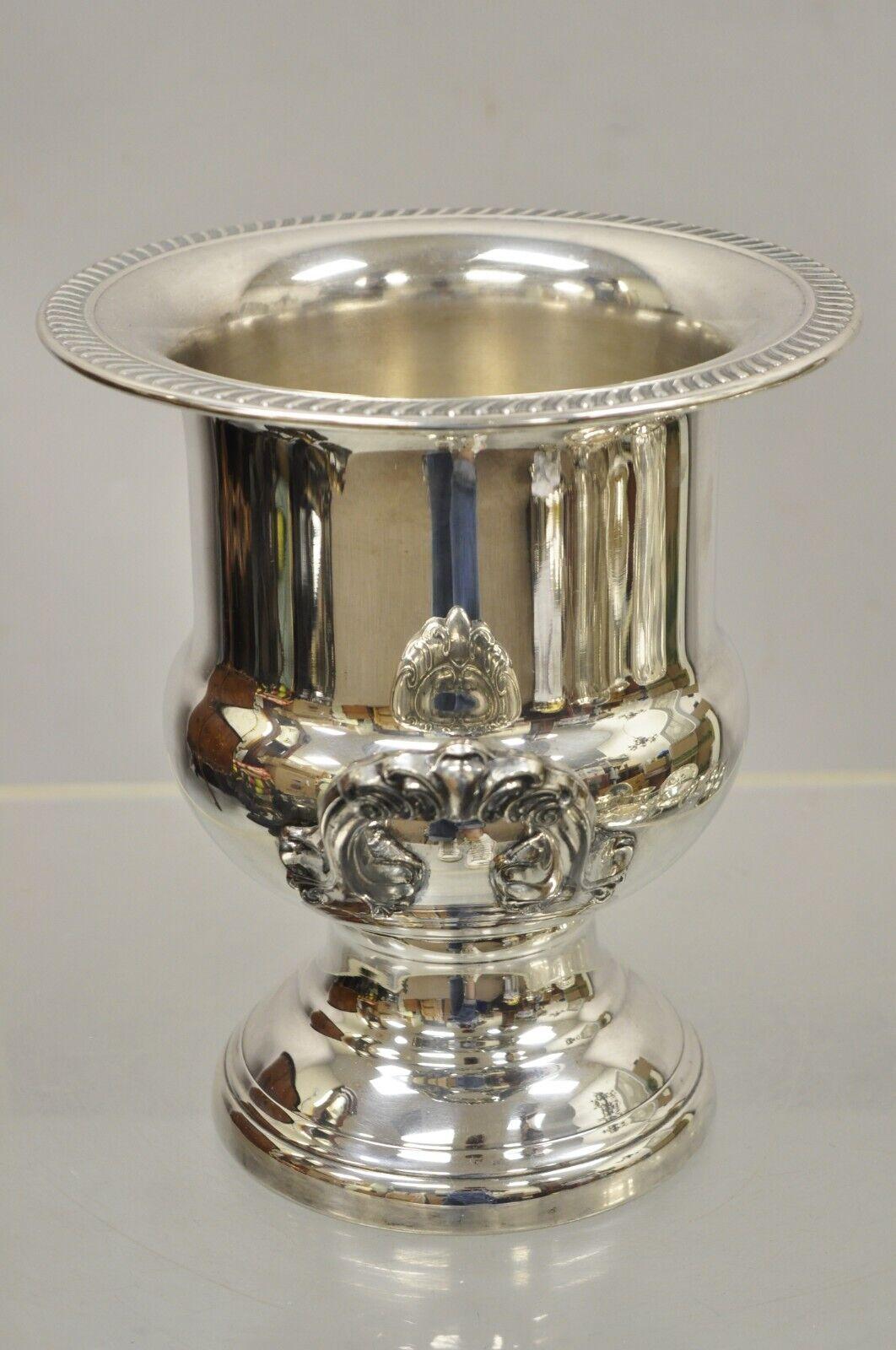 Leonard Regency Style Silver Plated Trophy cup champagne chiller ice bucket. Circa mid to late 20th century. Measurements: 10