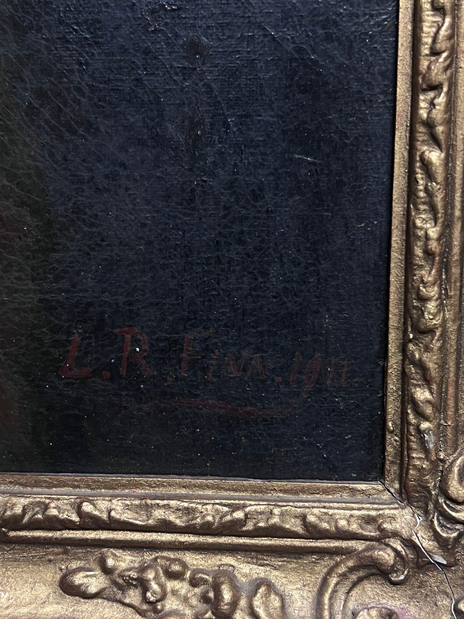 Cuadro Antiguo Perro Inglés Retrato de Border Terrier cuadro al óleo enmarcado en venta 2