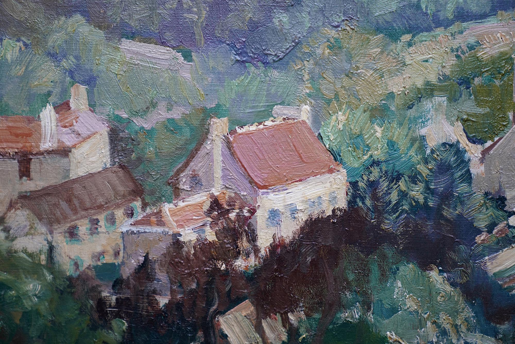 French Landscape Les Andeleys - British 40s Impressionist art oil painting  For Sale 1