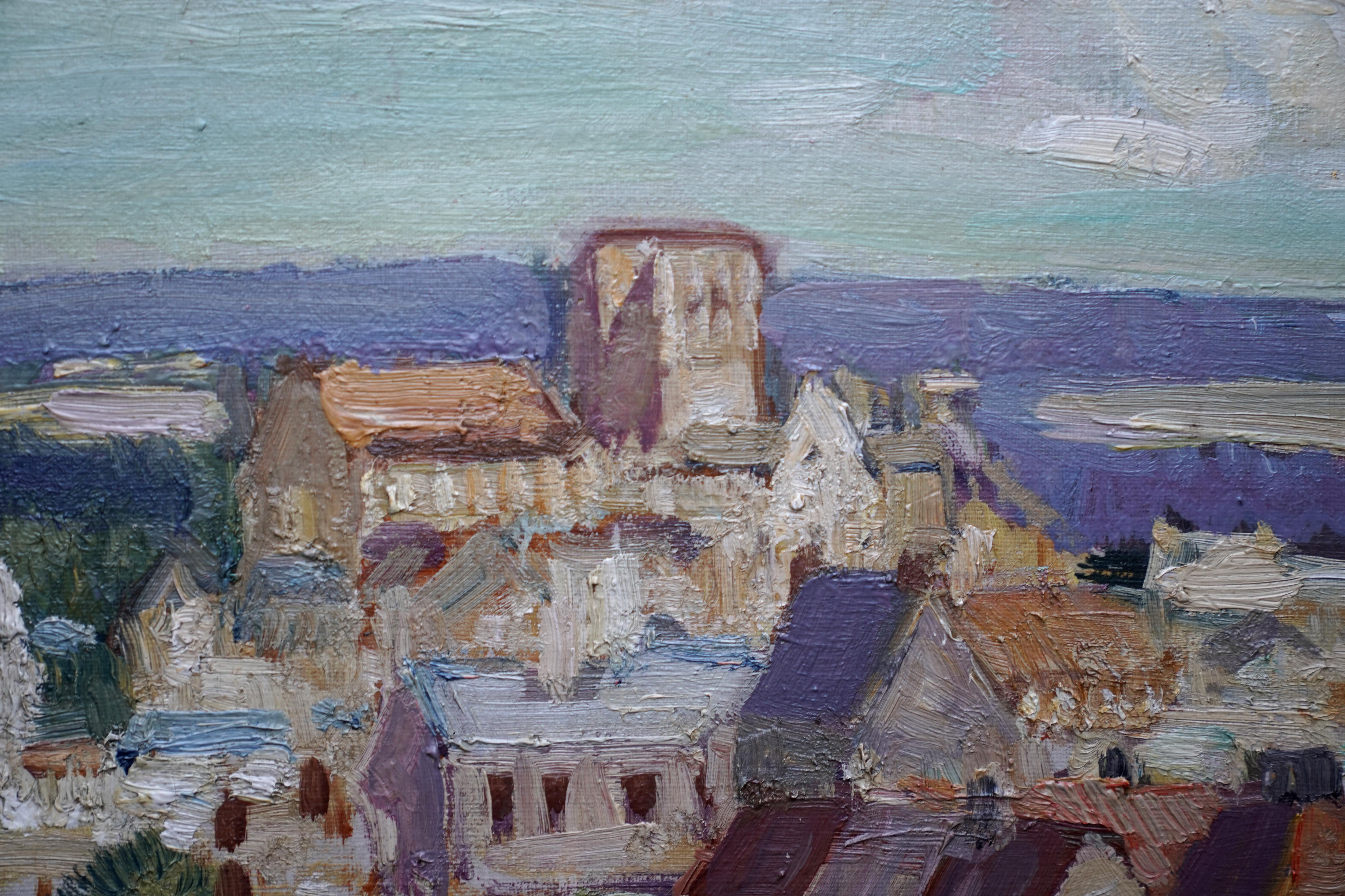 French Landscape Les Andeleys - British 40s Impressionist art oil painting  For Sale 2