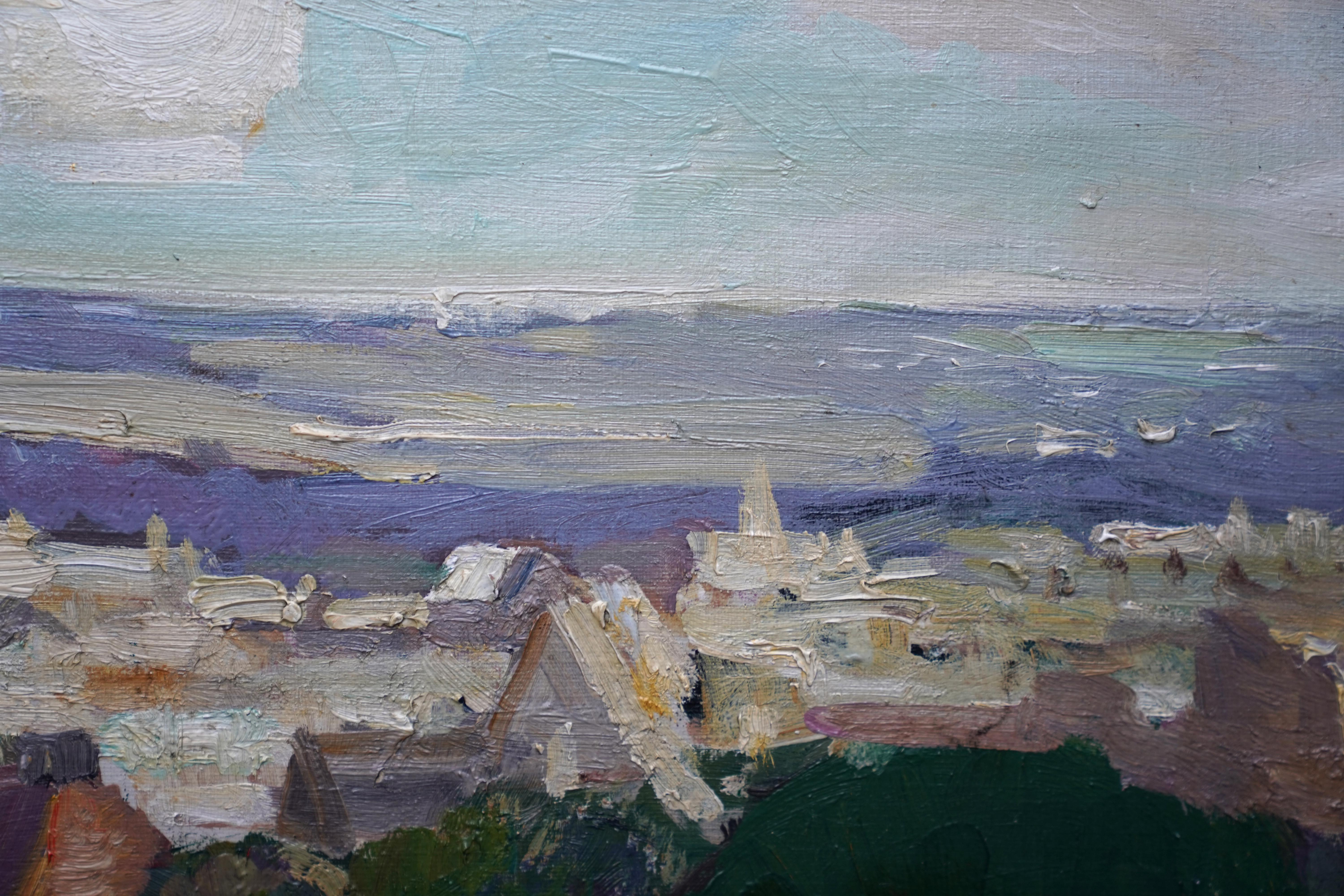 French Landscape Les Andeleys - British 40s Impressionist art oil painting  For Sale 3