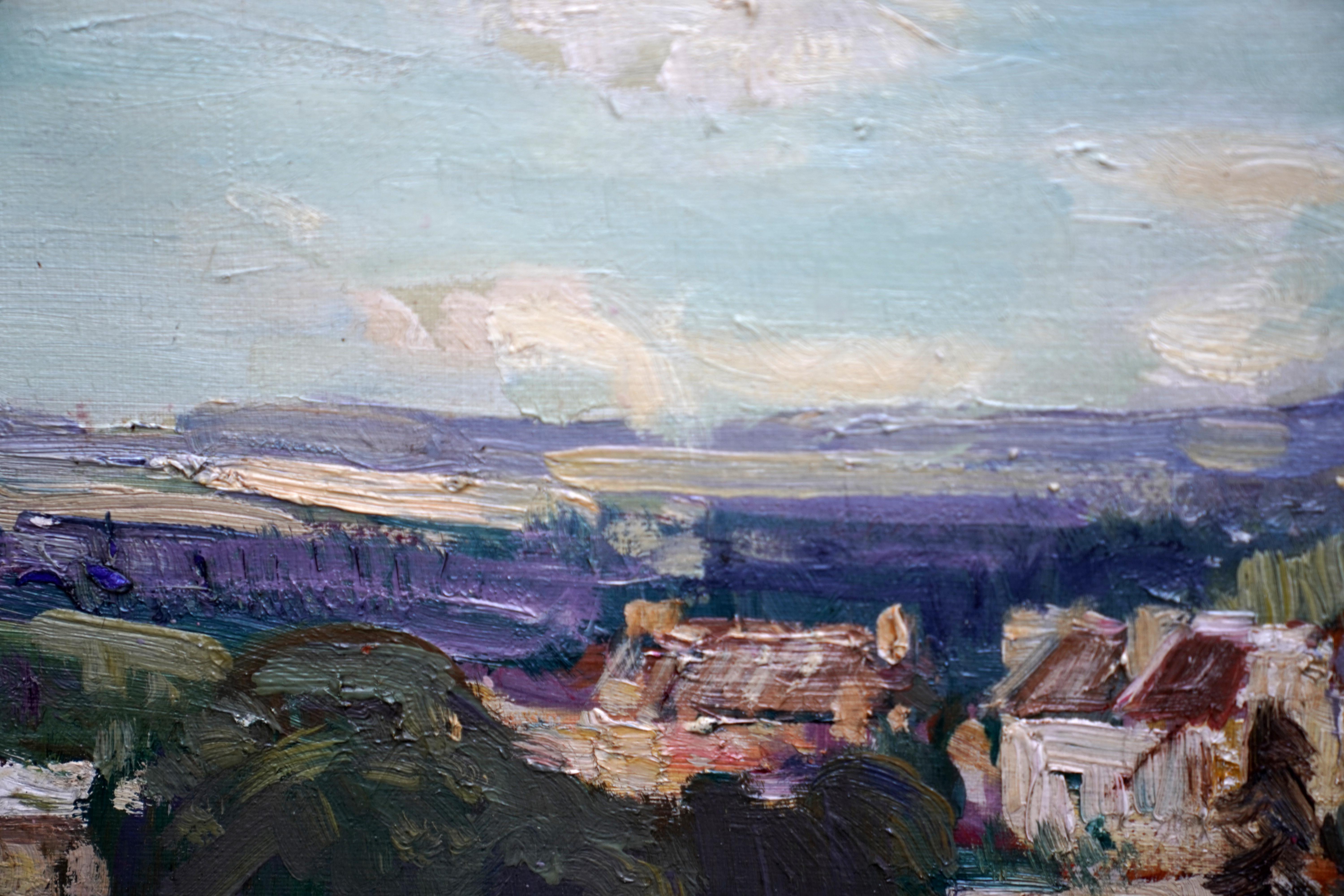 French Landscape Les Andeleys - British 40s Impressionist art oil painting  For Sale 5