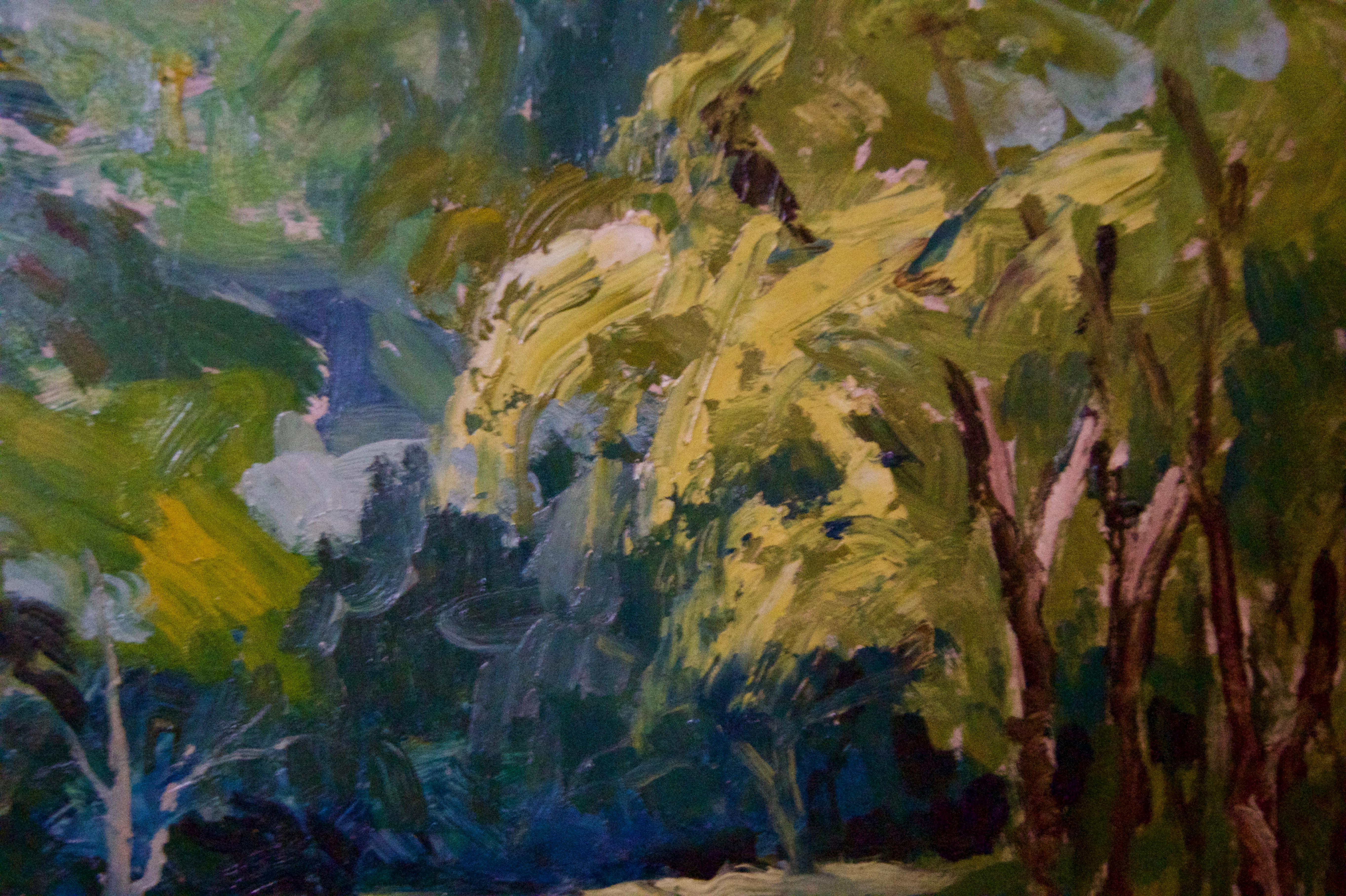 Fiume di bosco - Paesaggio ad olio della metà del XX secolo di Leonard Richmond in vendita 2
