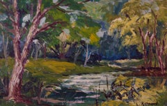 Río Woodland - Paisaje de bosque al óleo de mediados del siglo XX por Leonard Richmond