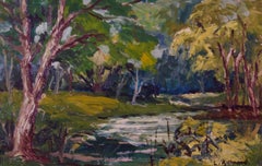 Vintage Woodland River - Mid 20th Century Oil Landscape of Forest by Leonard Richmond 