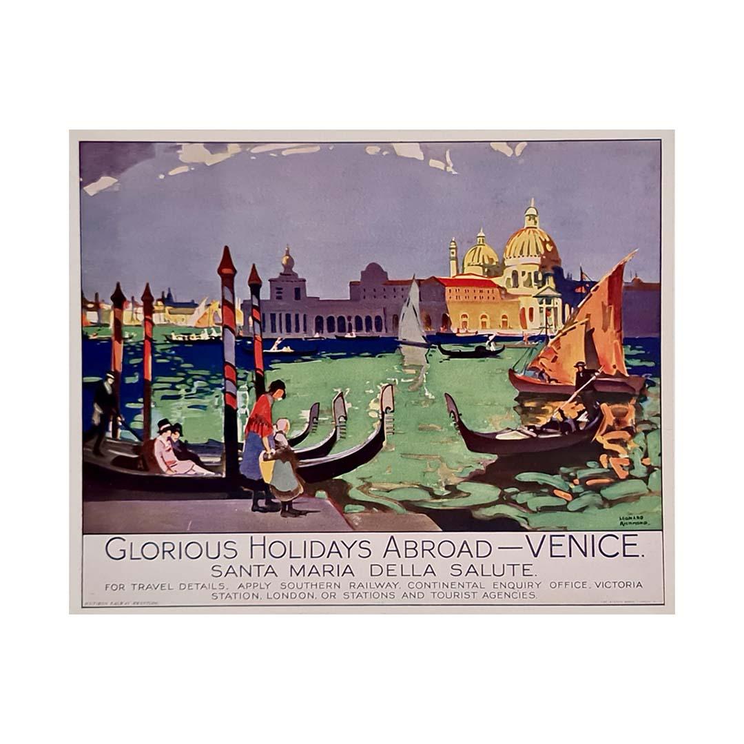 Cartel de viaje original de 1930 de Leonard Richmond para Venecia en venta 1