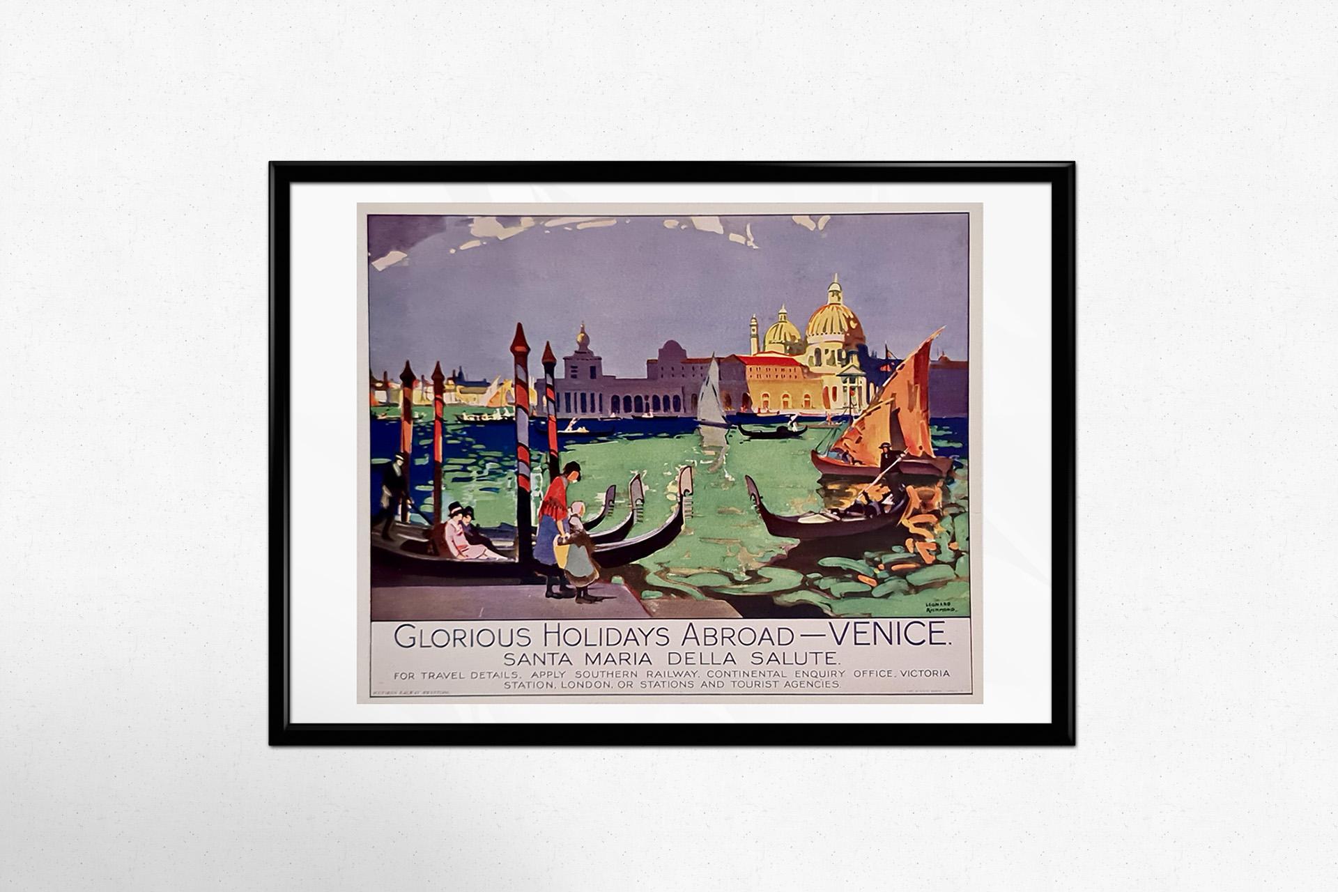 Cartel de viaje original de 1930 de Leonard Richmond para Venecia en venta 3