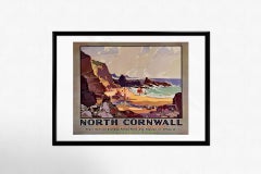 Cartel de viaje original de Leonard Richmond de 1930 La costa del norte de Cornualles