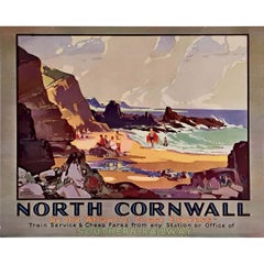 Vintage Circa 1930 original travel poster by Leonard Richmond North Cornwall’s coastline