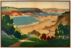 Original Vintage British Railways Poster Glorious Devon Beach Sea Sailing Boats
