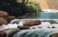 Creek, Landscape Oil Painting on Board by Leonard Rodowicz