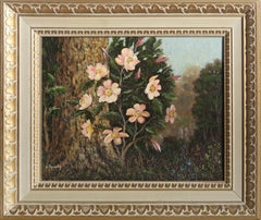Vintage Landscape with Flowers, Painting by Leonard Rodowicz