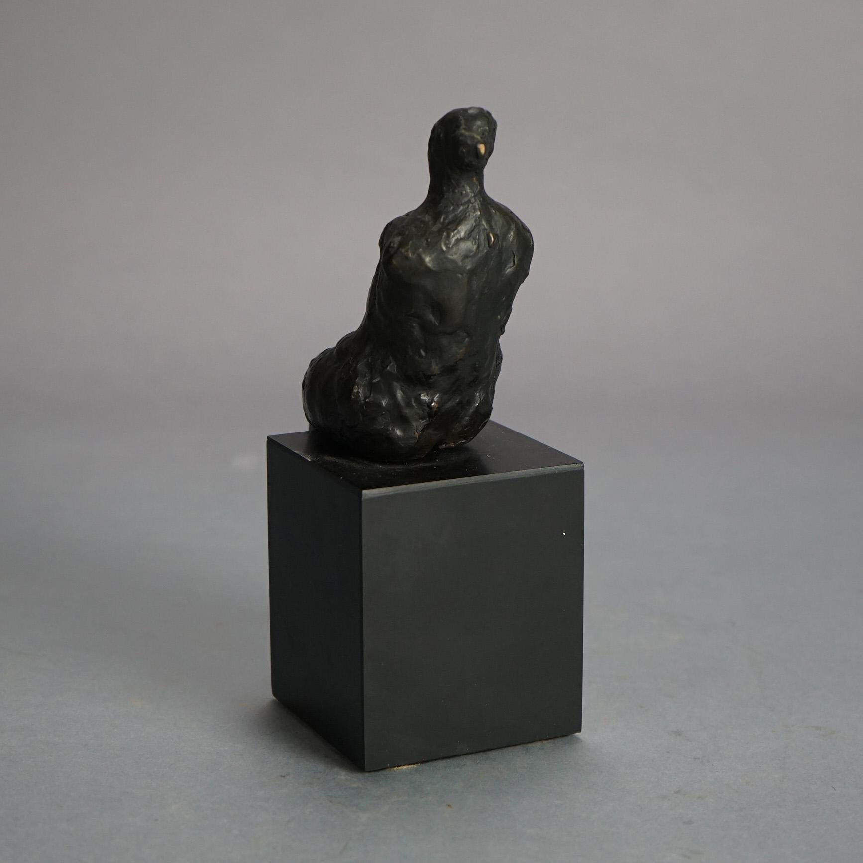20th Century Leonard Schwartz Abstract Bronze Seated Female Figure C1950 For Sale