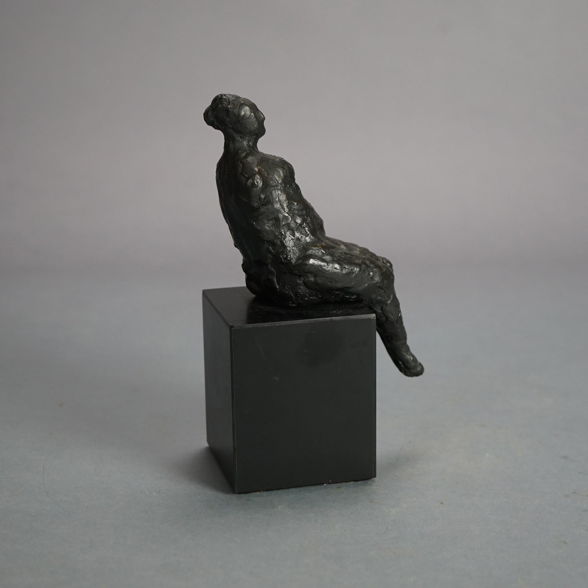 Leonard Schwartz Abstract Bronze Seated Female Figure C1950 For Sale 1