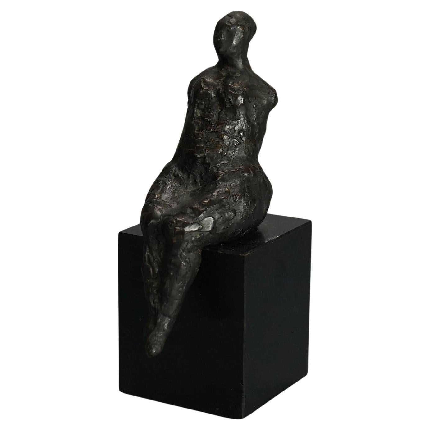 Leonard Schwartz Abstract Bronze Seated Female Figure C1950 For Sale