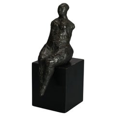 Figure féminine assise en bronze abstrait de Leonard Schwartz C1950