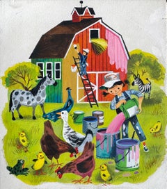 Farm Animals Children's Book Original Illustration Little Golden Book