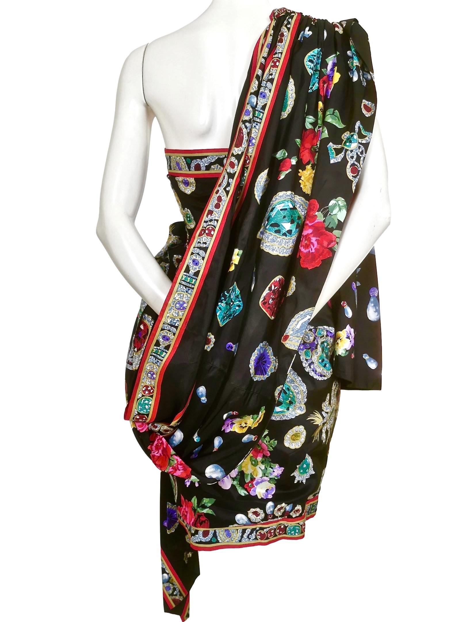 Leonard Silk Fully Lined Cocktail Dress with Attached Shawl Wrap For Sale 1