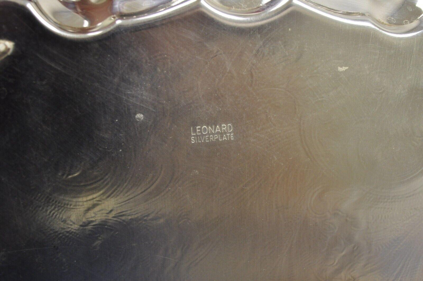 Leonard Silver Plate Serving Platter Tray Engraved 