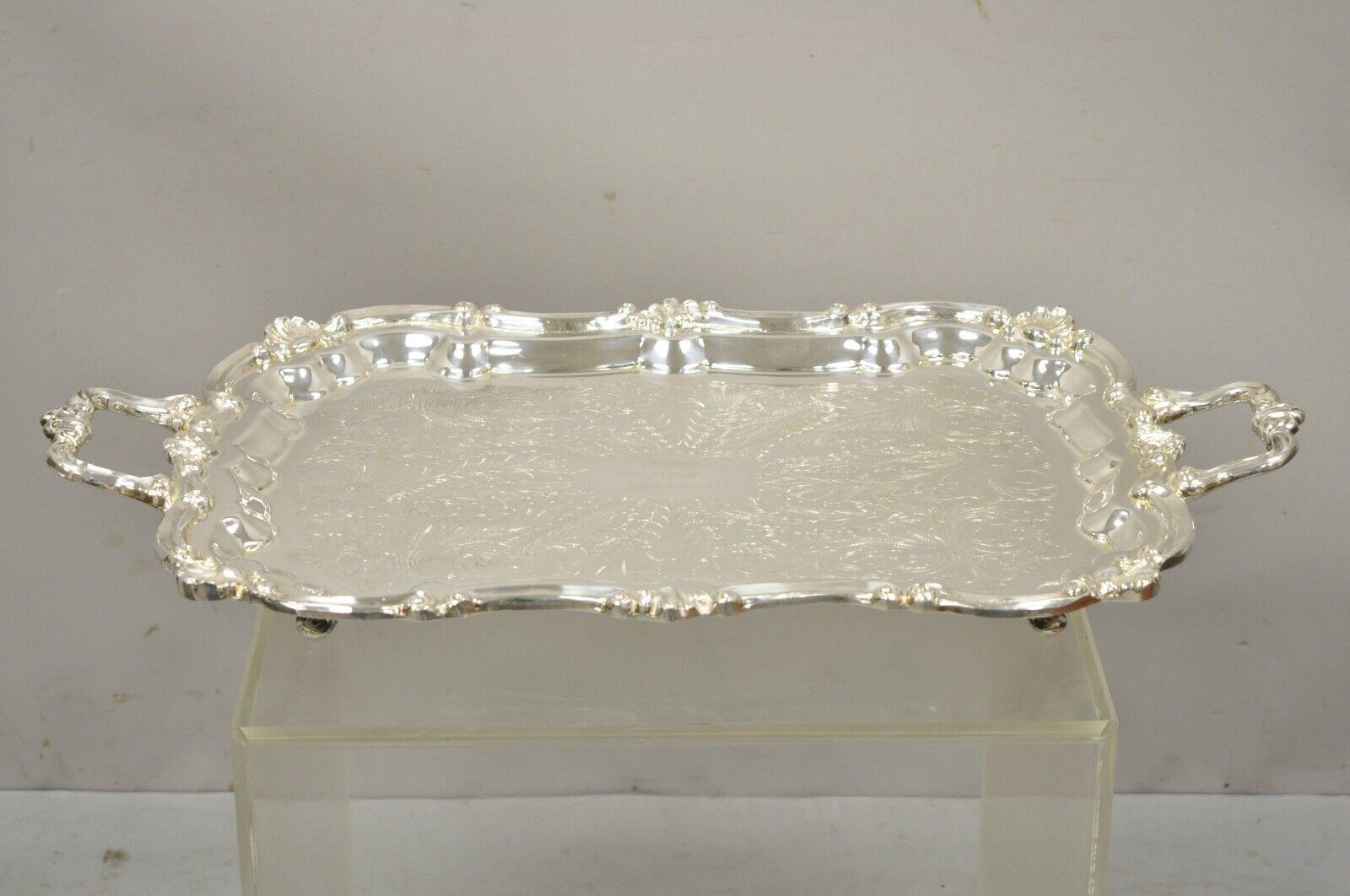 Leonard Silver Plate Serving Platter Tray Engraved 