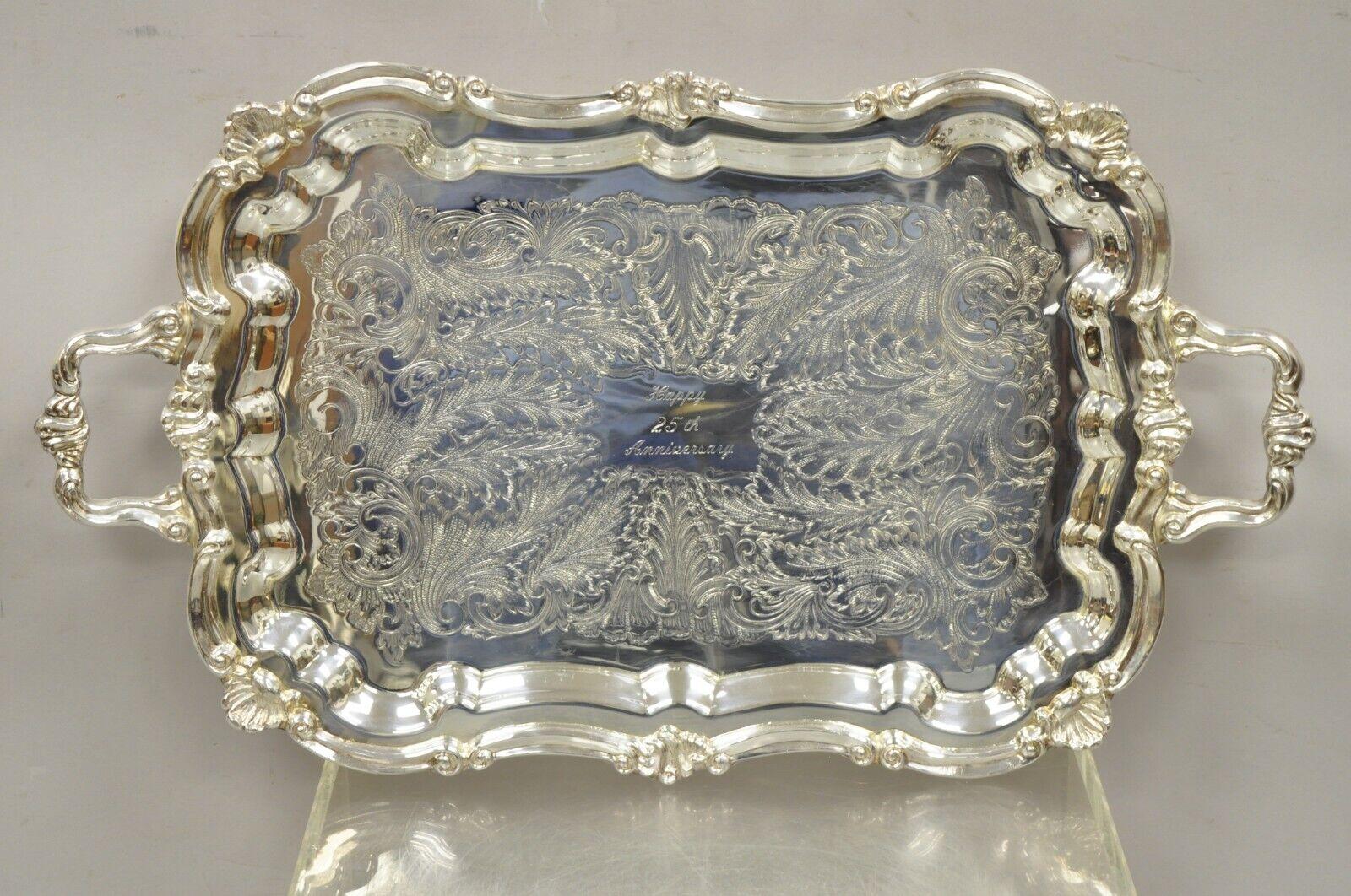Leonard Silver Plate Serving Platter Tray Engraved 