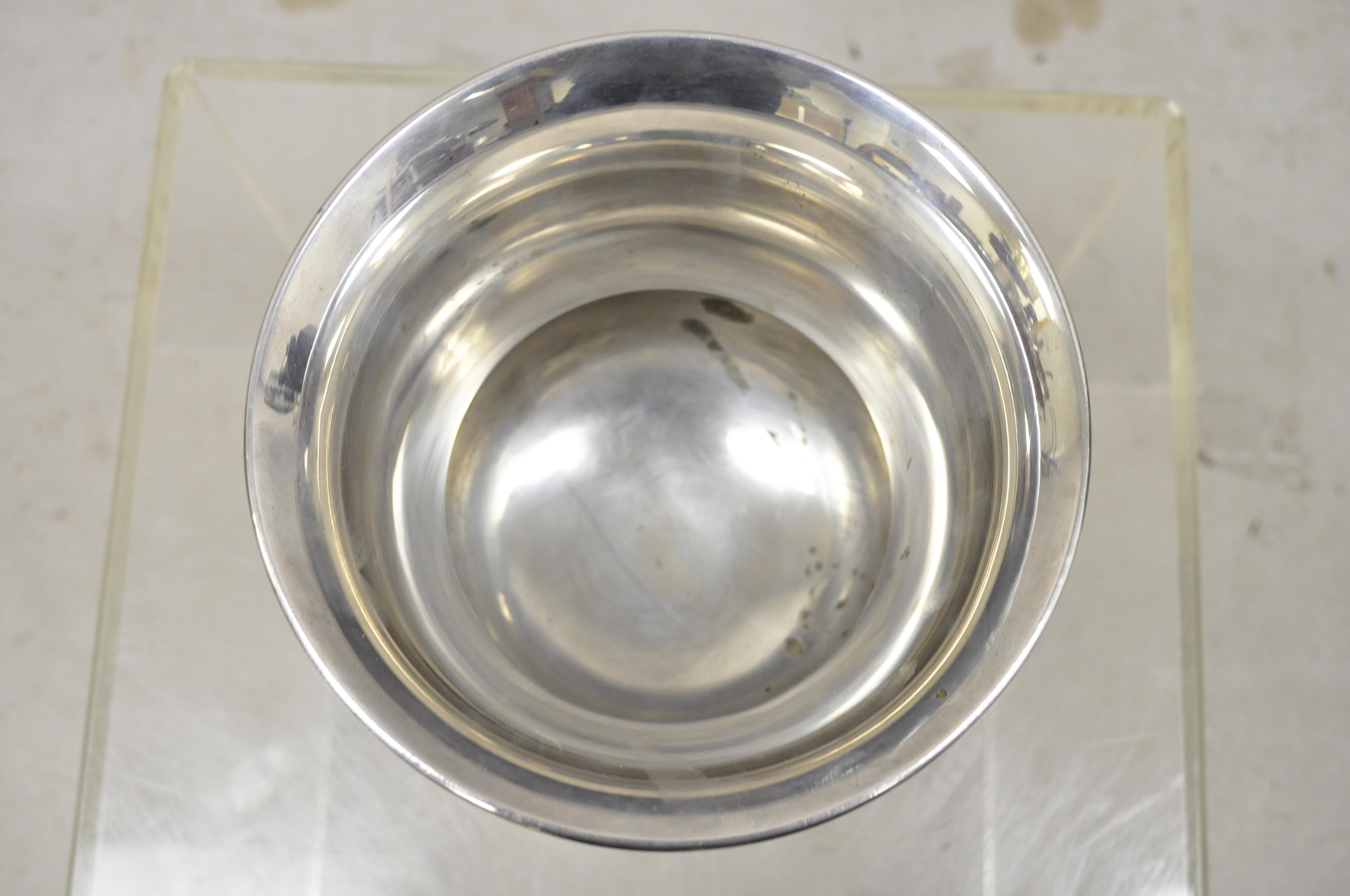 Indian Leonard Silver Plate Modern Modernist Ice Bucket Champagne Chiller Twin Handles