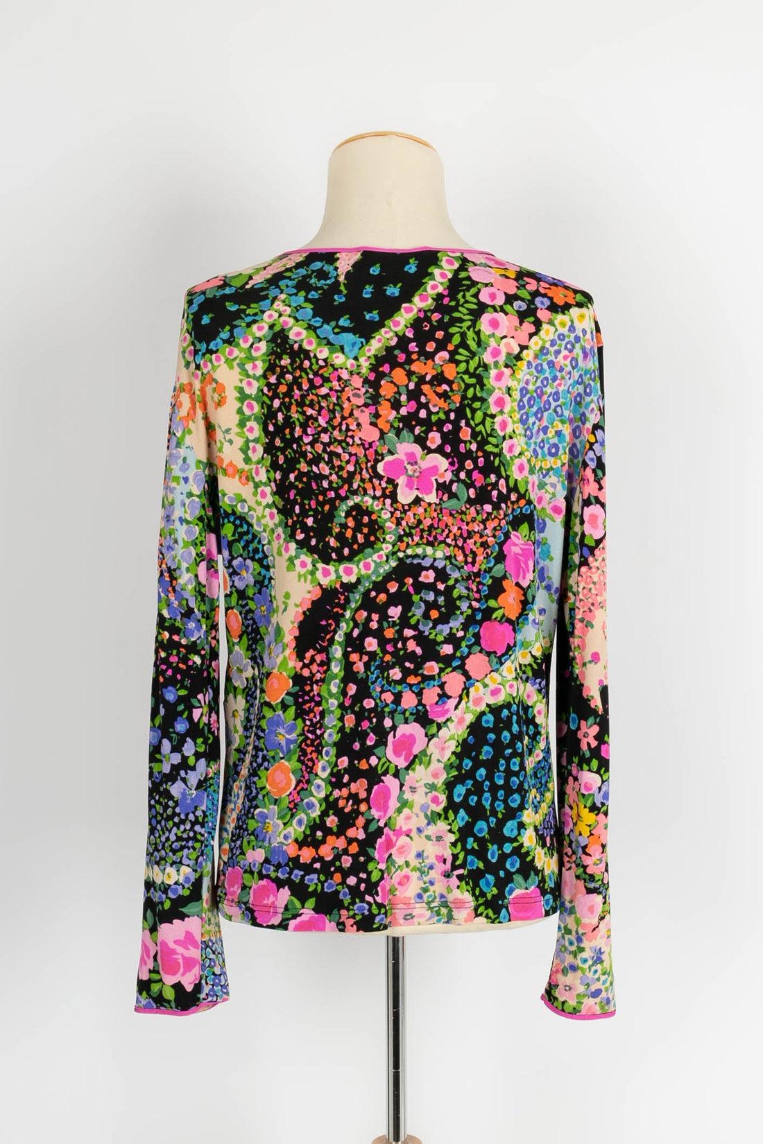 Leonard Top in Floral Silk Jersey In Excellent Condition For Sale In SAINT-OUEN-SUR-SEINE, FR