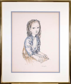 Leonard Tsugouharu Foujita Girl Holding a Letter Signed Lithograph '64 Framed EA